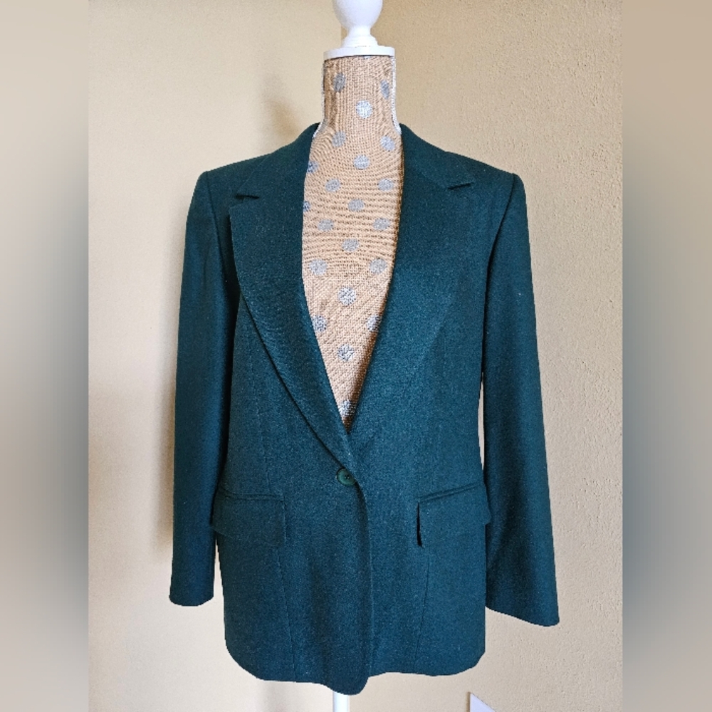 100% Wool Forest Green Blazer Prophecy Sag Harbor 8 Holiday Christmas